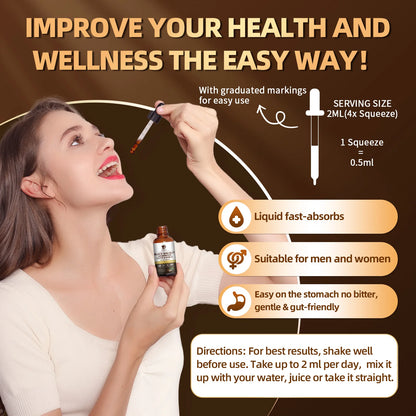 Black Walnut Wormwood Drop,Rapid Gut Cleanse & Digestive Health with Clove Garlic Turmeric 98% Absorption,Vegan Gluten-Free