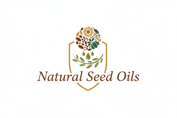 seed oil logo saying natural seed oils with a white background